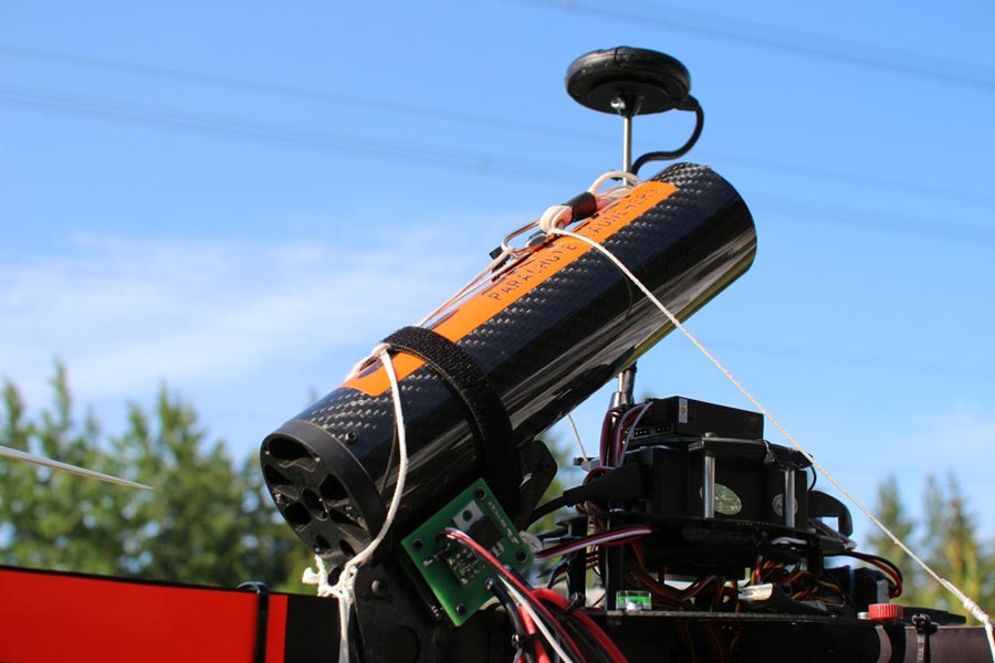 Skycat drone parachute mounted on a multirotor